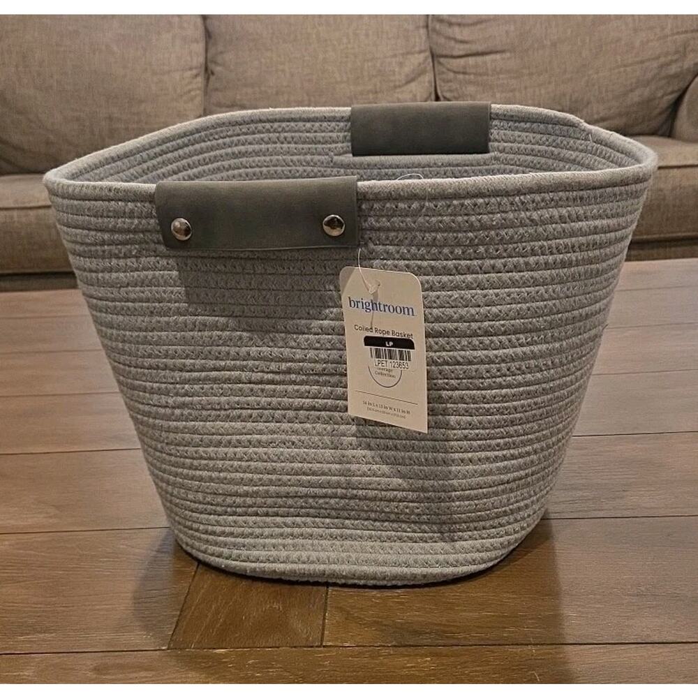(2) 13" Storage Collection Coiled Rope Storage Baskets Gray Brightroom 14x13x11